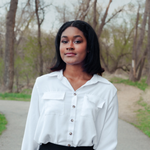 outdoor headshot of a woman